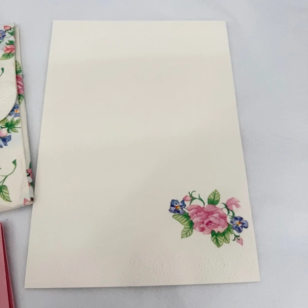 VTG Stationery Set Floral Rose Shabby Chic Cottagecore Letter Writing Whimsical